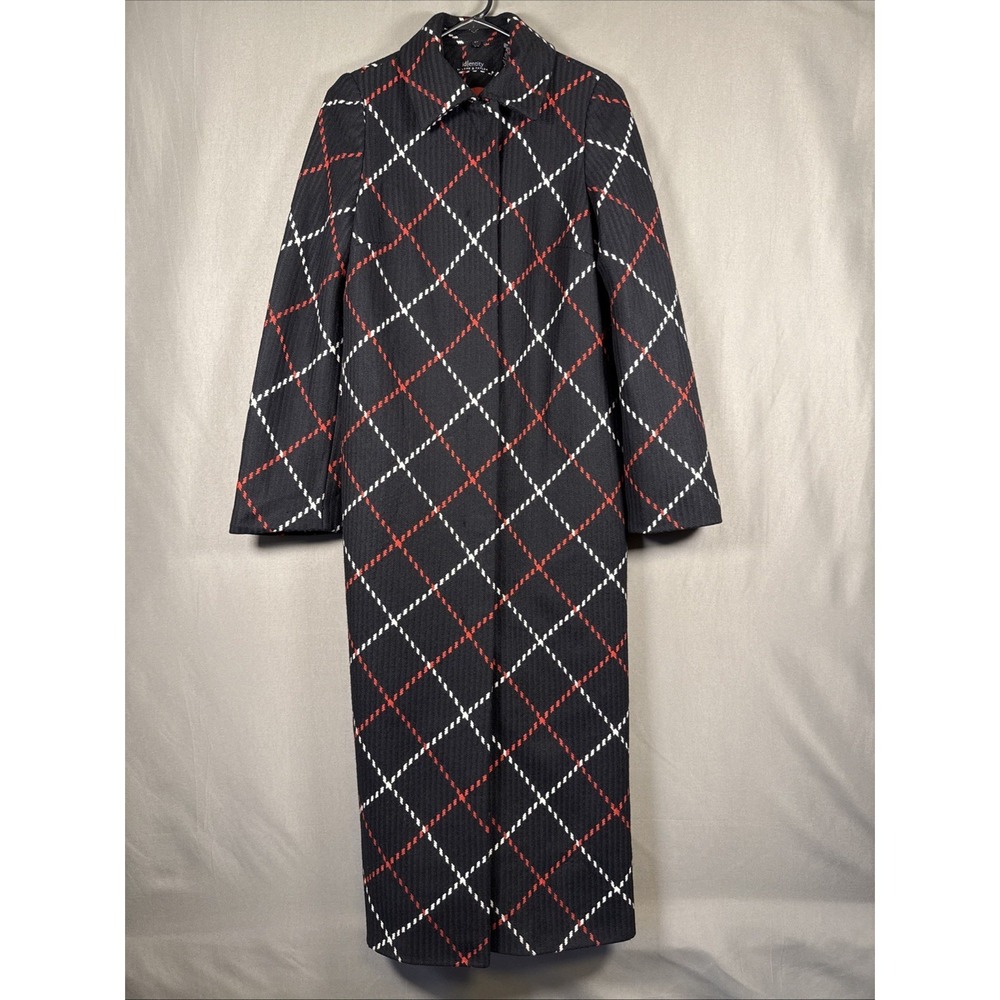 Vintage Lord & Taylor Identity Black Red White Diamond Wool Blend Coat Luxury 6 - Picture 1 of 16